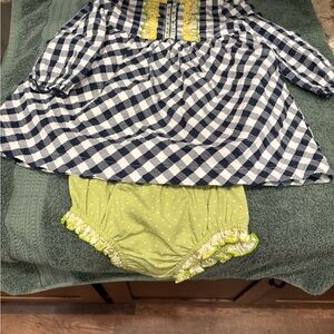 Matilda Jane NWTCheckered Dress with Green Bloomers   12-18 months